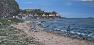 Landscape painting titled STROLL AT TORPEDO BAY-Sold