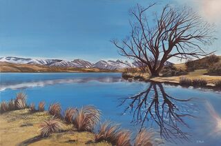 Landscape painting titled REFLECTIONS AT ALEXANDRINA -SOLD