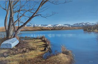 Acrylic painting titled LAKES EDGE-SOLD