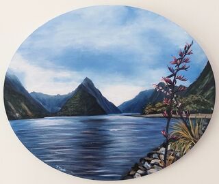 Acrylic Oval painting FLAX BEAUTY-SOLD