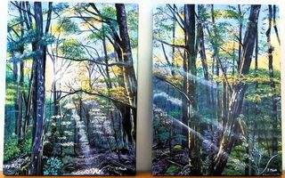 Set of acrylic paintings titled FOREST GLOW-SOLD